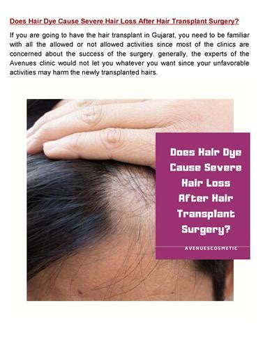 However, hair dye products contain certain chemicals that if misused or over used can result in damage to hair follicles or your scalp and cause hair loss from hair dye. Does Hair Dye Cause Severe Hair Loss After Hair Transplant ...
