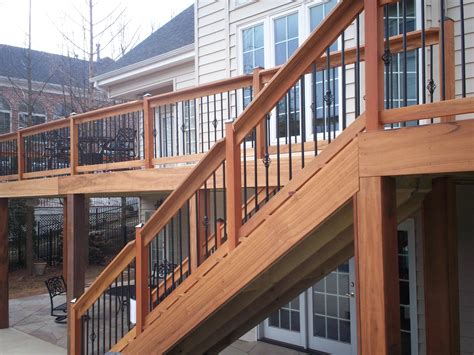 Guards are required when then deck is 24 (60 cm) above grade. Metal Deck Railing Dimensions Staircase Ideas Size Home ...