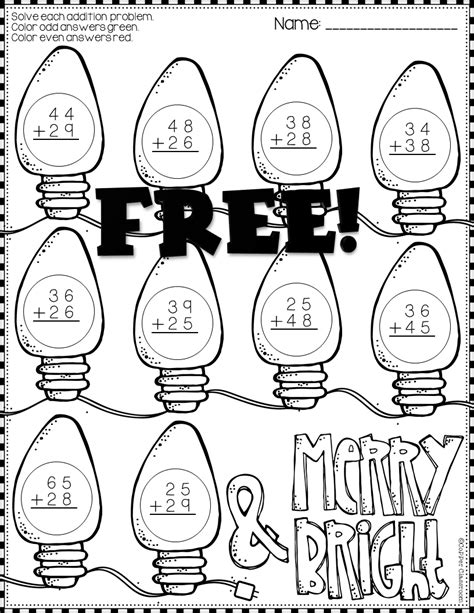 10 of the worksheets have 4 large print problems per page and other 10 pages have 10. FREE Christmas 2-Digit Addition with Regrouping Color-by ...