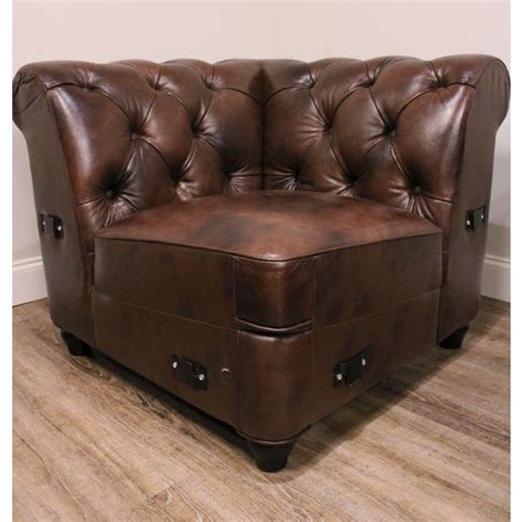 Overstock.com has been visited by 1m+ users in the past month Brown Leather Chesterfield Tufted Sectional Sofa by ...