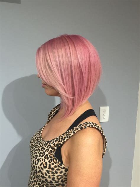 A concave bob haircut is a hairstyle that is longer in the front than it is in the back. Pastel pink concave bob hairstyle | pink hair | Pinterest ...