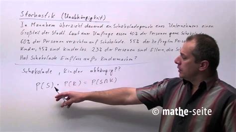 Hier lernst du, was man unter stochastischer abhängigkeit bzw. Stochastische Unabhängigkeit, stochastische Abhängigkeit ...