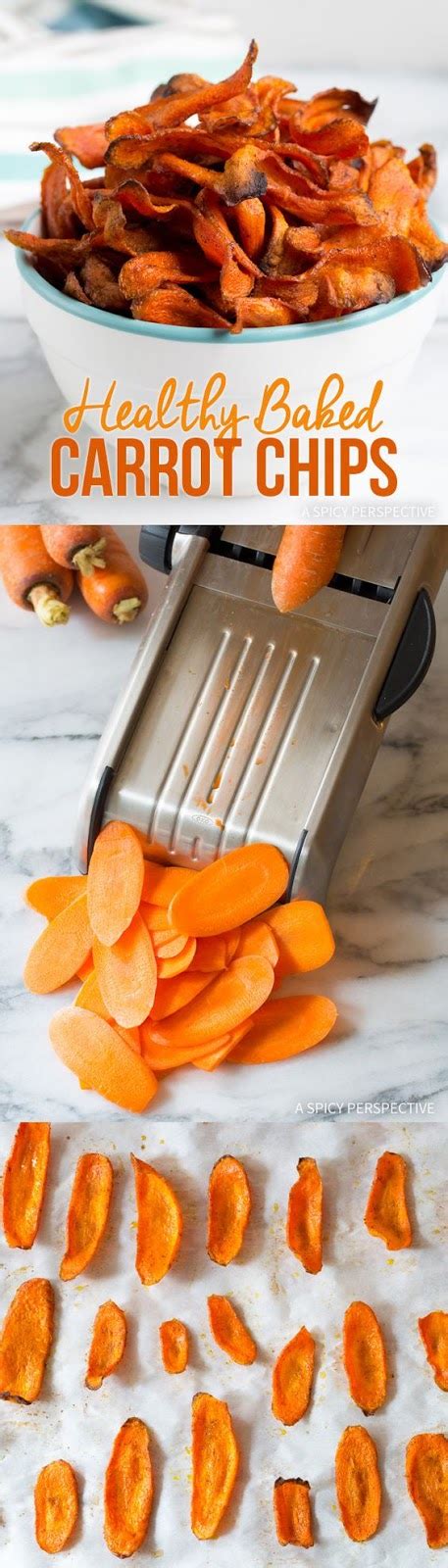 Starting on the thick end, slice the carrots paper thin on the bias to create. Healthy Baked Carrot Chips - CUCINA DE YUNG