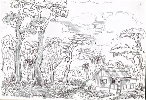 Download now top 5 sketsa gambar pemandangan air terjun yang mudah ditiru. Gambar Sketsa Pemandangan Yang Mudah Ditiru | Garlerisket