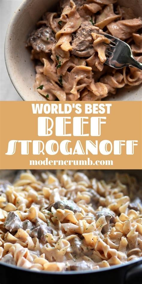 Stir in salt, pepper, sour cream, mustard, and nutmeg. World's Best Beef Stroganoff With Sour Cream - Modern ...