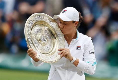 The ladies' singles champion receives a sterling silver salver commonly known as the venus rosewater dish, or simply the rosewater dish. She's done it! Ash Barty claims Wimbledon glory in tense final