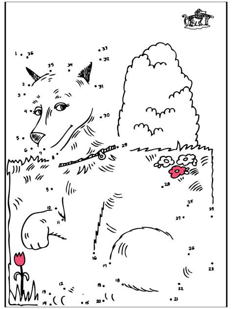 Nummertjes verbinden hond tekening / kleurplaat cijfers verbinden tot 10 : Cijfertekening hond - Cijfertekening