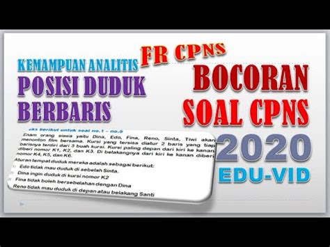Twk 65 tiu 80 tkp 126 materi seleksi kompetensi dasar calon pegawai. FR CPNS 2020 - Posisi Duduk Berbaris (Kemampuan Analitis ...