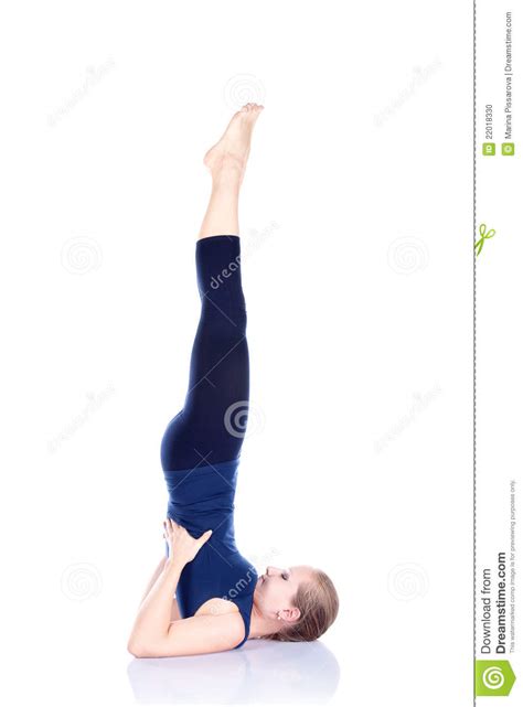 This is a handstand in which the. Yoga Sarvangasana Shoulder Stand Pose Stock Photo - Image ...