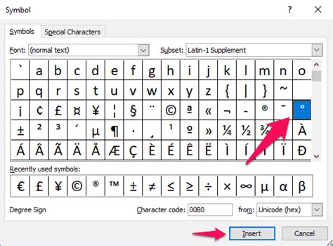 Although the computer keyboard does not include a key for this symbol, you can use a key combination to type it. How to Insert Degree Symbol in Excel 2016 / 2013 / 2010