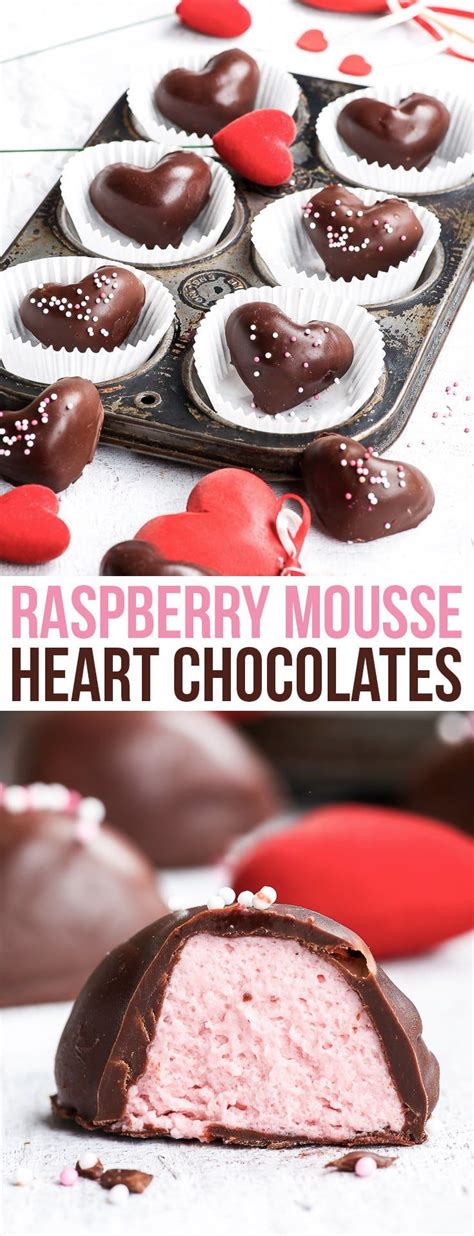 Chocolate mousse is a classic dessert favourite, perfect for any romantic occasion like valentine's day. 4-Ingredient Raspberry Mousse Heart Chocolates {gluten ...