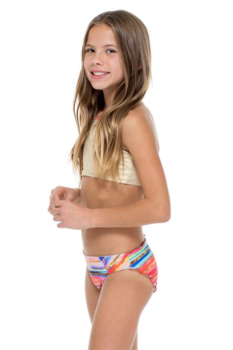 Os melhores templates de site premium da templatemonster. Gold Print Reversible Girl's Crop Top Bikini - Bellamar ...