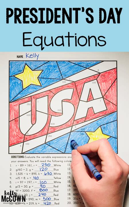 Solving multi step equations happens when a linear equation has multiple like terms on the same side of the equal side. Kelly McCown: President's Day Expressions & Equations ...