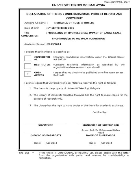 Convert the thesis in pdf format. UTM Thesis Template 2015-Noradila Rusli | Thesis | Science