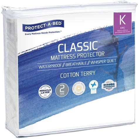 This hypoallergenic mattress protector will protect your king size mattress from any moisture damage, and it shouldn't trigger your allergies or here again we have another mattress protector (in king size) with a cotton top layer and a waterproof layer underneath. Protect-A-Bed Waterproof Cotton Terry Fitted Mattress ...