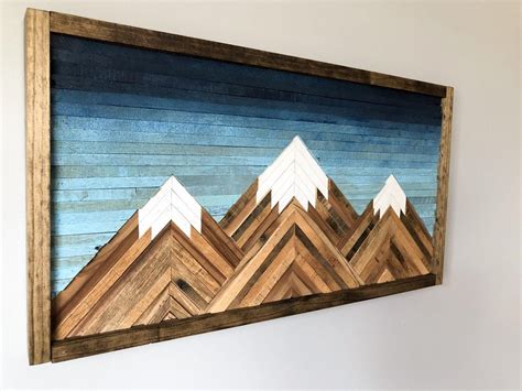 Reclaimed wood wall art, wood mosaic, geometric art, wood. Mountain Wood Wall Art/Decor | Mountain wood wall art ...