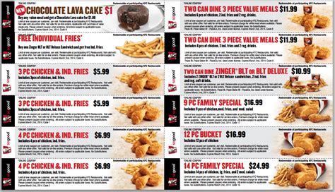 Coupons for $16 and up & more ✅ verified & tested today! Kentucky Fried Chicken KFC Canada Printable KFC Coupons ...