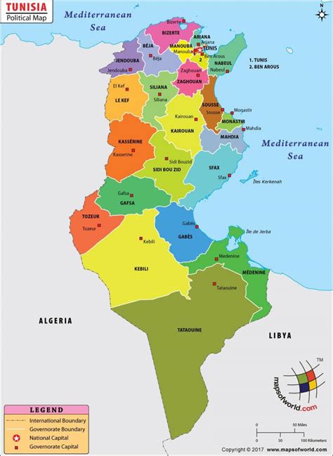 Afrika mengangkangi khatulistiwa dan meliputi banyak daerah iklim; Tunisia departemen peta - Peta dari Tunisia departemen ...