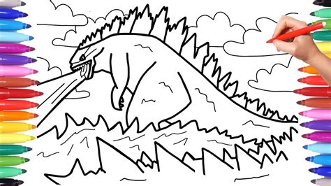 Godzilla coloring pages ,godzilla sits on the top of skyscraper and ready for action music: Realistic Printable Godzilla Coloring Pages - Free ...