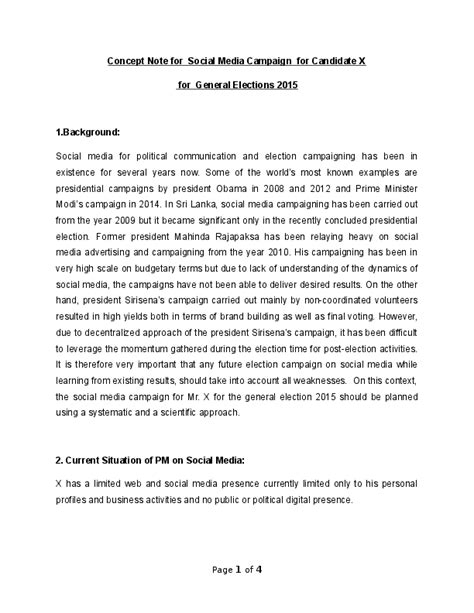 In a concept paper, you develop an idea and bring it out for others to understand. (DOC) Concept Note for Social Media Campaign for Candidate ...