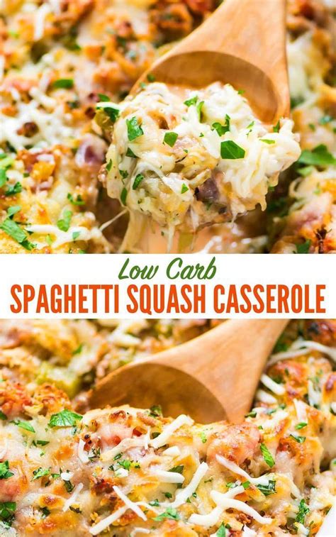 And you can make this into a turkey enchilada casserole by cooking up ground turkey in replace of the chicken. Healthy Low Carb Spaghetti Squash Casserole with ground ...