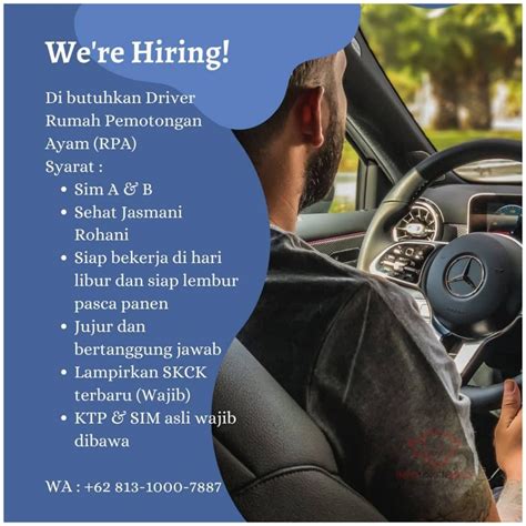 Sebanyak 5 lowongan kerja driver solo dan yang berhubungan dengan loker driver, rekrutmen driver, peluang kerja driver, peluang berkarir driver, pekerjaan driver di loker.my.id. Lowongan Kerja Driver Rumah Pemotongan Ayam di Solo - INFO ...