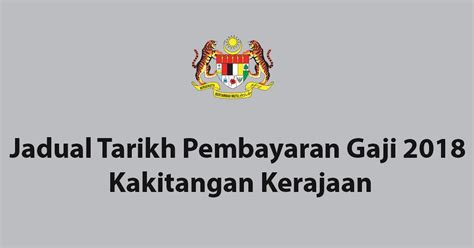 Jadual bayaran gaji bulanan bagi tahun 2018 ini dapat memudahkan penjawat awam atau kakitangan awam (pekerja sektor awam) merancang perbelanjaan isi rumah serta perbelanjaan individu dengan membuat semakan pembayaran bulanan gaji menerusi akaun simpanan bank. Jadual Tarikh Pembayaran Gaji 2018 Penjawat Awam | Cerita ...