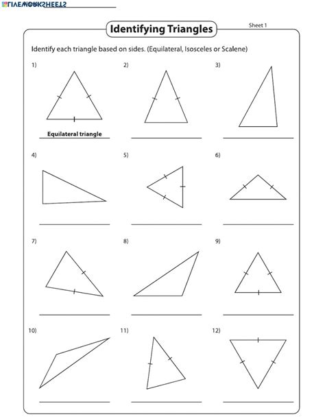 Classifying triangles worksheets - Interactive worksheet