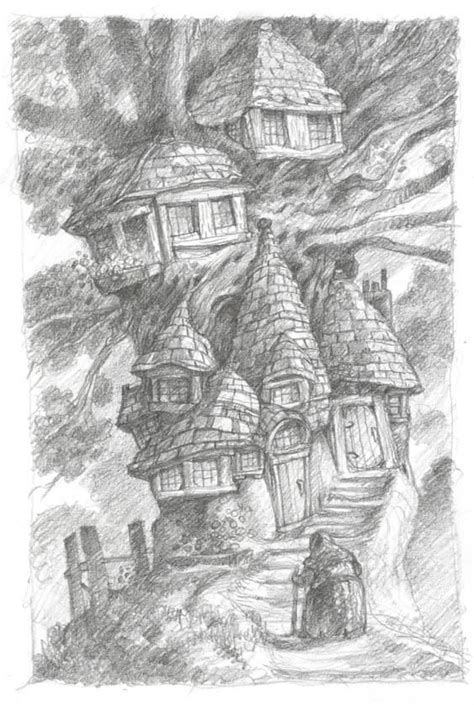 Free tree house coloring pages. Witches Tree Cottage | Coloring pages, Adult coloring ...