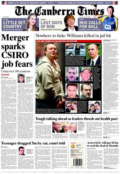 The canberra times is a daily newspaper in canberra, australia, which is published by australian the canberra times was launched in 1926 by thomas shakespeare along with his oldest son arthur. Journal The Canberra Times (Australie). Les Unes des ...