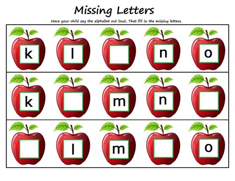 Kostenlose arbeitsblätter für vorschule und . Kindergarten Worksheets: Kindergarten Worksheets - Missing Letters