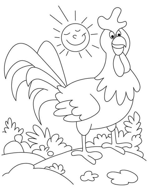 Flower coloring pages make the day bright and sunny for me. Rooster Wander Around On Sunny Day Coloring Page ...