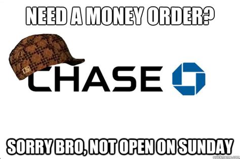 Bank charge a flat rate of $5 and only offer domestic money orders. Need a Money order? Sorry Bro, not open on Sunday ...