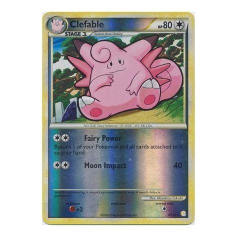 It is the final form of cleffa. Clefable 3/123 HS Base Set Reverse Holo Rare Pokemon Card ...