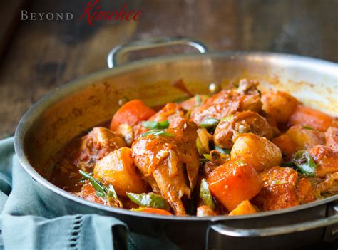 Place chicken pieces, skin side down, onto other half of pan; Korean Recipes Dakdoritang - Spicy Korean Chicken Stew ...