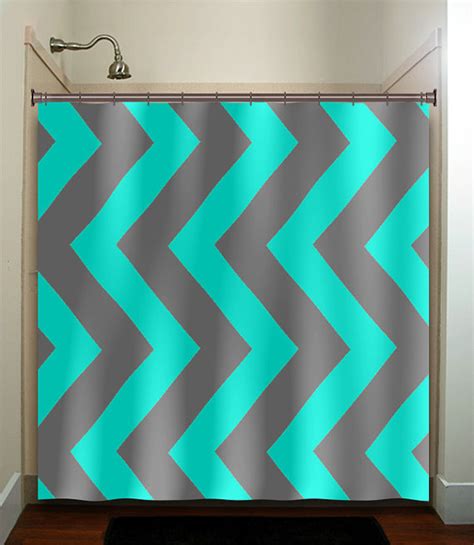 With its myriad hues, the color turquoise perpetually inspires. Aqua blue gray chevron turquoise Shower Curtain Extra Long ...