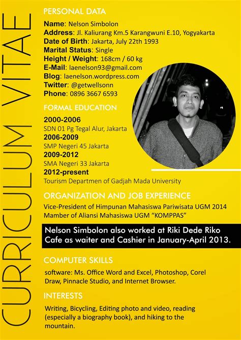 Apa itu cv / pengertian daftar riwayat hidup. Contoh Cv Kreatif Simple