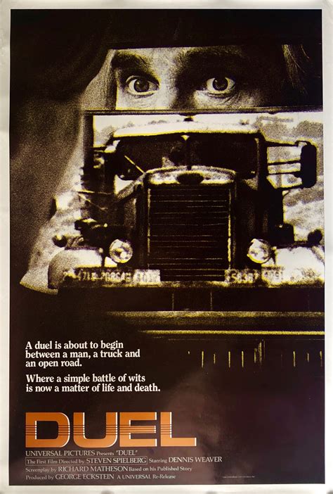 Original DUEL Movie Poster - Steven Spielberg - Dennis Weaver ...