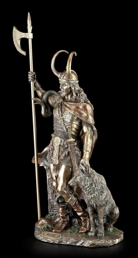 Loki ist in der nordischen mythologie der gott des feuers, des schabernacks, des bösen und der verwandlung. Loki Figur - Germanischer Gott mit Fenriswolf - Veronese ...