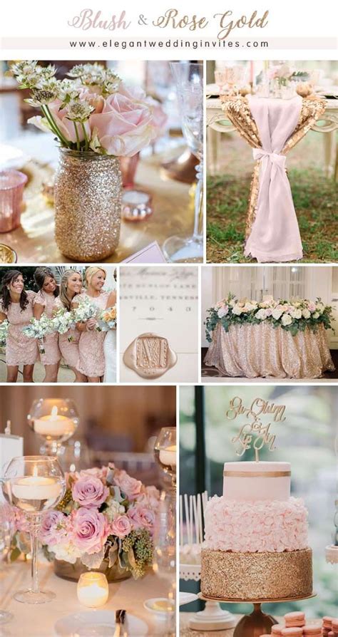 These fresh, fun palettes showcase the blushing metal. Glamorous Rose Gold Wedding Color Palette Ideas | Wedding ...