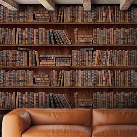 Bookshelves are so much more than bookshelves. Wallpaper By Mind The Gap | Bookcase Wall Covering ...
