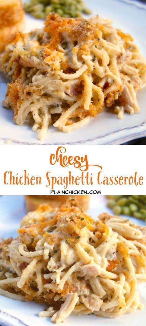 Spread the sour cream over the top of the chicken breasts. Cheesy Chicken Spaghetti Casserole - chicken, spaghetti ...