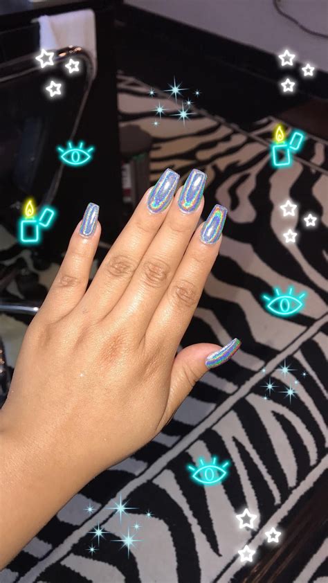 Press on nails, fake nails, nails, acrylic nails, marble nails, faux nails. Holographic Nails | Holographic nails acrylic, Holographic ...