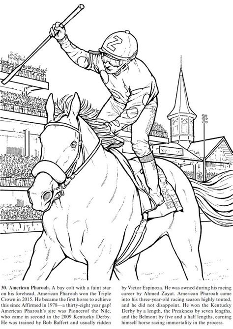 The coloring sheet shows a jockey riding his race horse. Great Racehorses: Triple Crown Winners and Other Champions ...