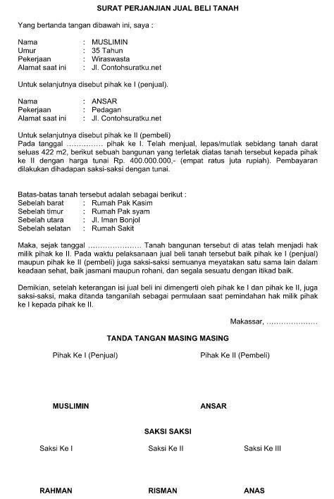 Untuk porsi pekerjaan pembangunan gedung menggunakan cara pembayaran kontrak lump sum, dan. Contoh Surat Perjanjian Kontrak Tanah - Kumpulan Contoh ...