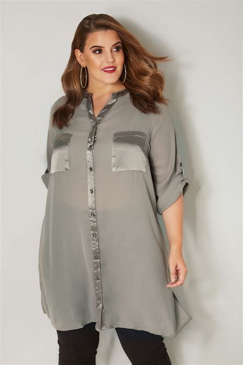 Nissan titan blouse blouses hoodie woman shirt. YOURS LONDON Pewter Green Chiffon Blouse With Satin Trim ...