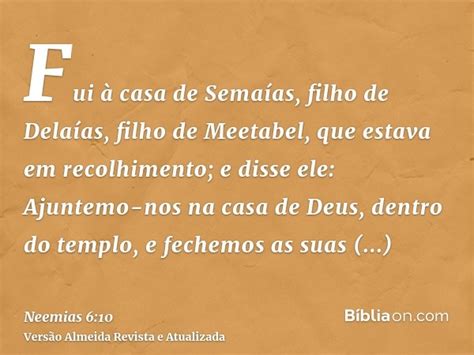 Tu deste vida a todos os seres, e. Neemias 6:10 - Bíblia