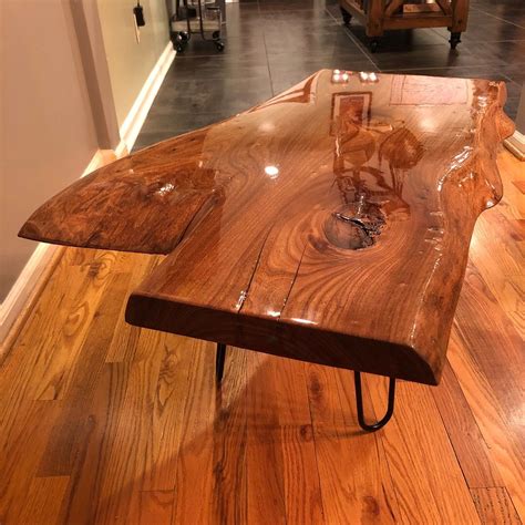 This small coffee table made by solid 35.5in w x 49.3in l x 14.5in h material: Live Edge Oak Coffee Table w/ Epoxy Finish | Oak coffee ...