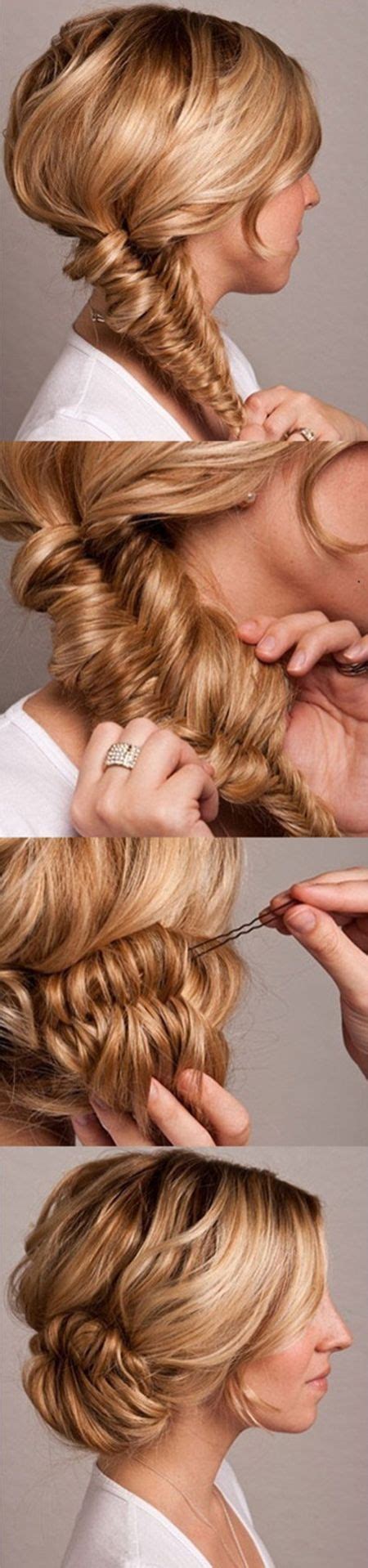 These bun tutorials can be recreated in under 3 minutes and will work beautifully for medium and long hairstyles. Fishtail Bun Wedding Hair Tutorial - Once Wed