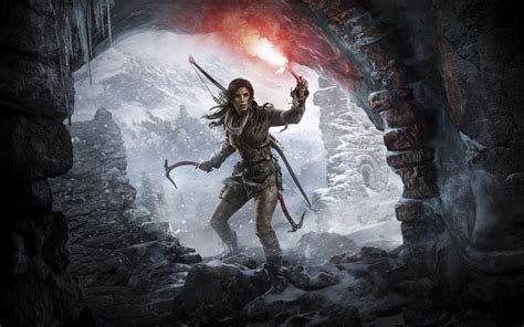 Rise of the Tomb Raider Lara Croft at a Cave Entrance - Phone wallpapers